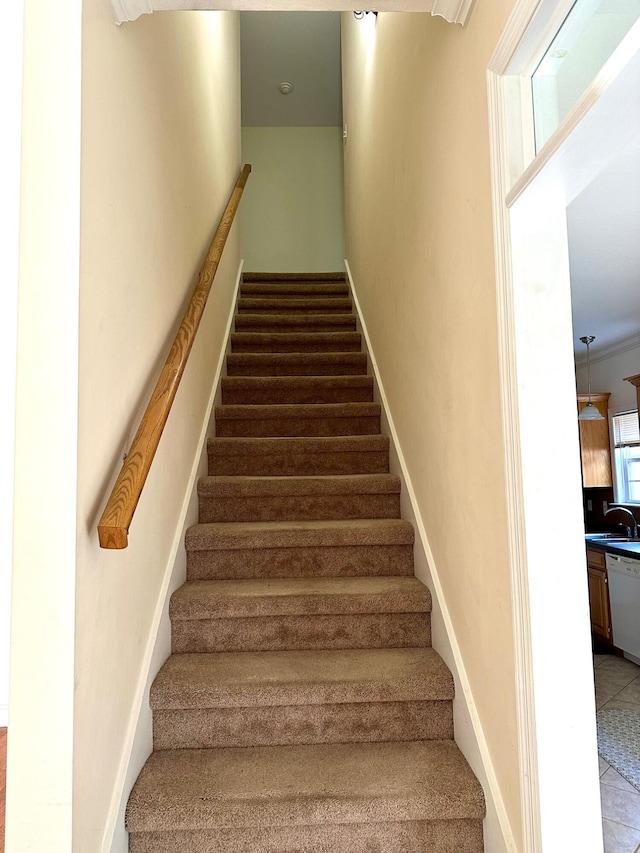 stairs with sink