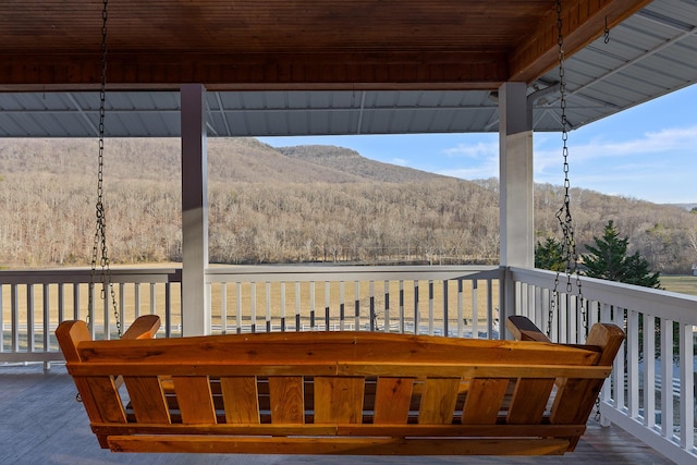 deck featuring a mountain view