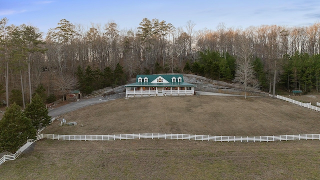 drone / aerial view featuring a rural view