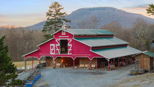 exterior space featuring a mountain view