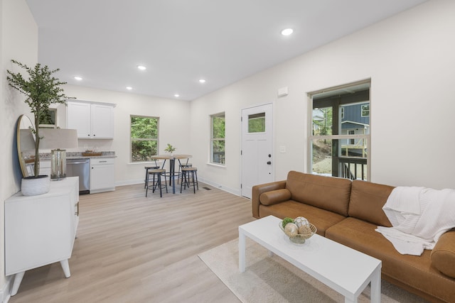 living room featuring light hardwood / wood-style flooring