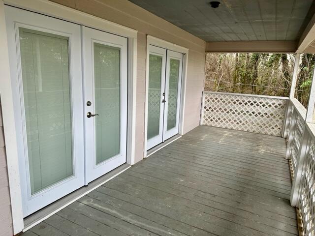 wooden terrace with french doors