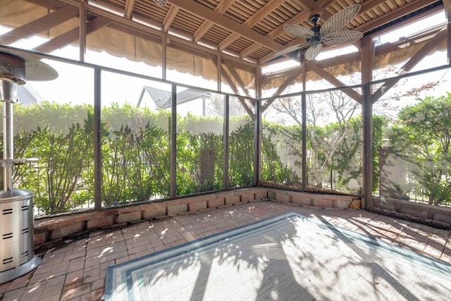 view of pool with ceiling fan