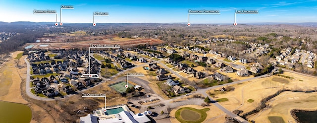 drone / aerial view with a residential view