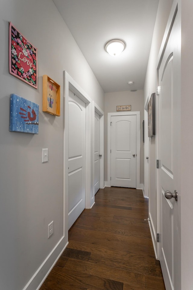 corridor featuring dark hardwood / wood-style flooring