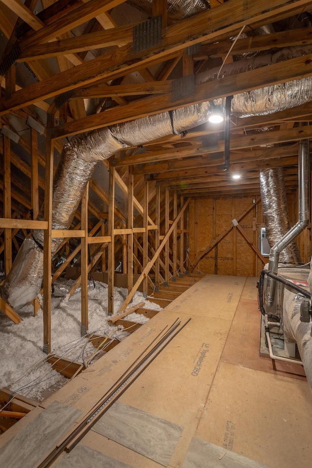 view of unfinished attic