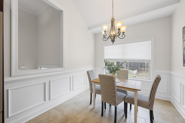 dining room featuring an inviting chandelier and light tile patterned floors