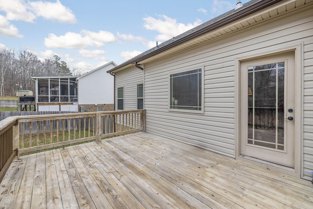 deck featuring a sunroom