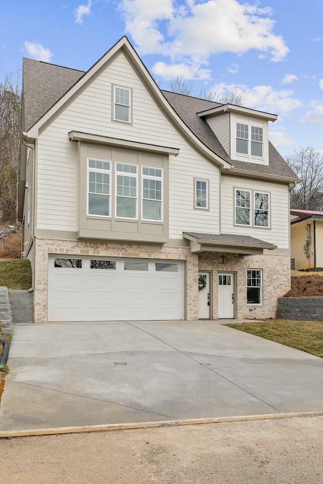 view of front of property featuring a garage