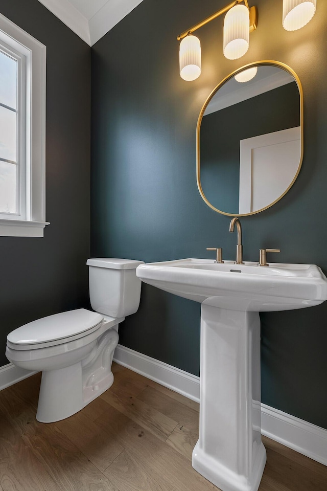 bathroom featuring hardwood / wood-style floors and toilet