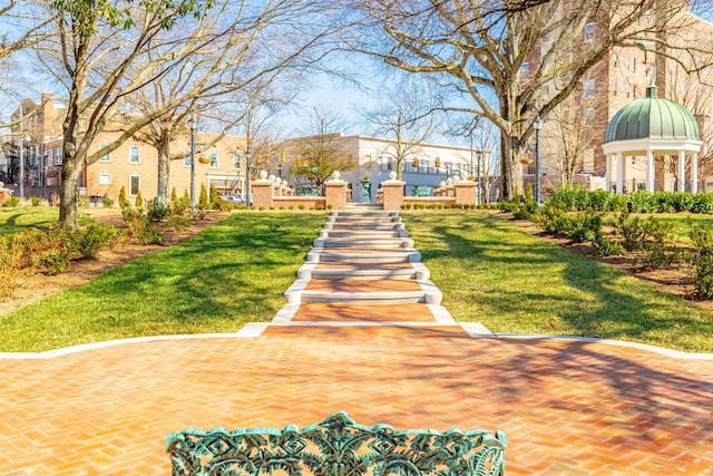 view of home's community with a lawn