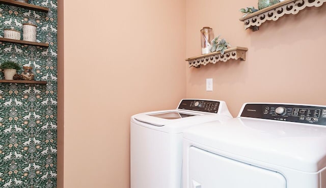 washroom with separate washer and dryer