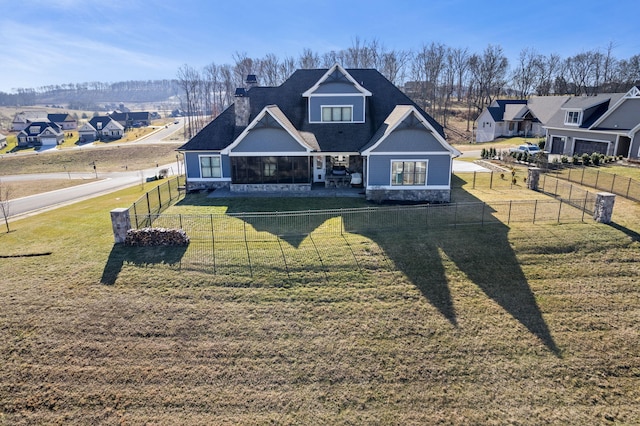 view of front of property with a front lawn