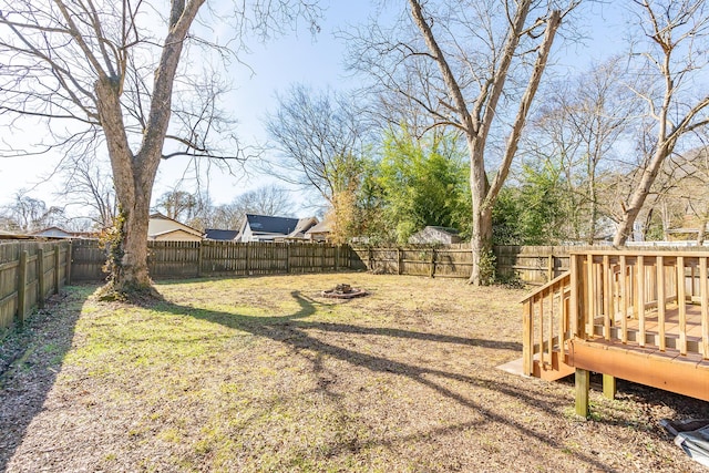 view of yard with a deck