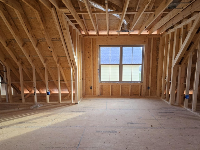 view of unfinished attic