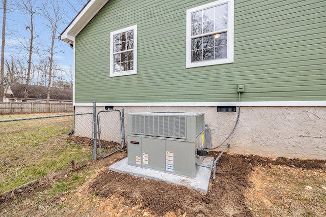 exterior details with central air condition unit