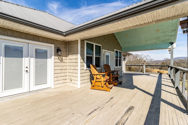 wooden terrace with french doors