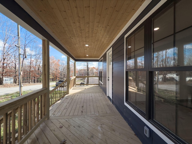 wooden deck featuring covered porch