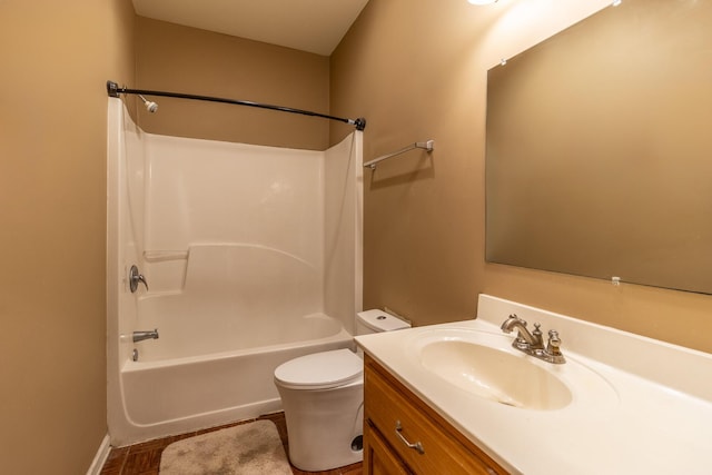 full bathroom featuring vanity, shower / tub combination, and toilet