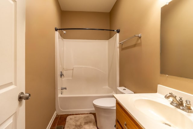 full bathroom featuring vanity, toilet, shower / bath combination, and tile patterned flooring