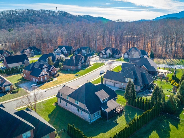 aerial view with a mountain view