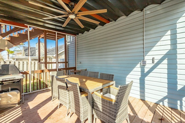 deck featuring ceiling fan