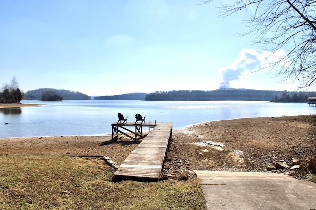 dock area with a water view