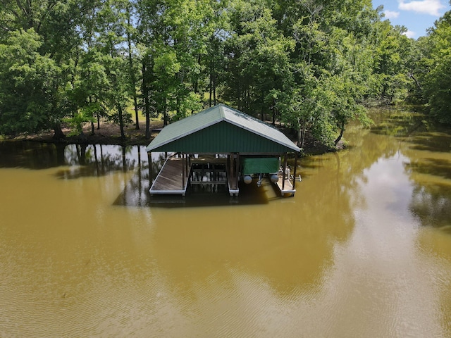 view of dock featuring a water view