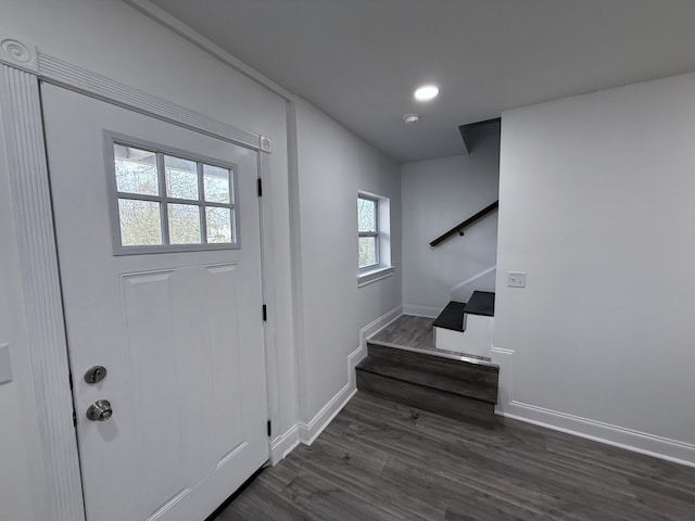 doorway featuring dark hardwood / wood-style flooring