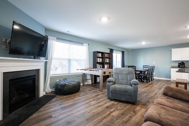 living room featuring plenty of natural light and hardwood / wood-style floors