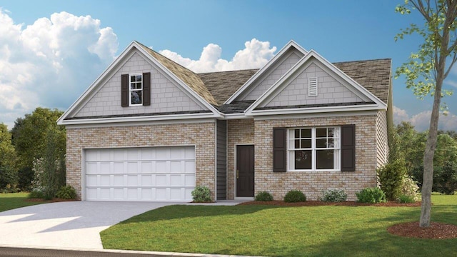 view of front of home with a garage and a front yard