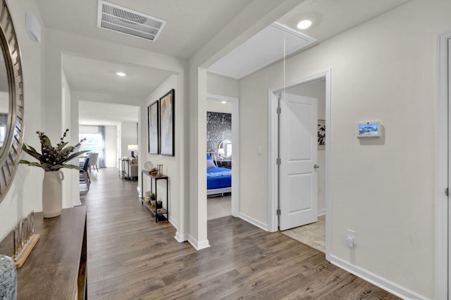 hall featuring light hardwood / wood-style flooring