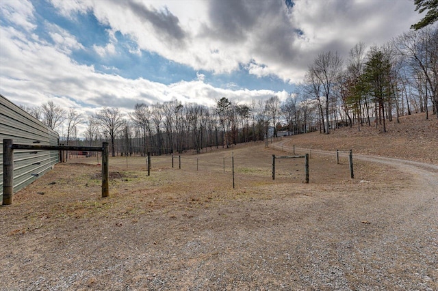 view of yard with a rural view