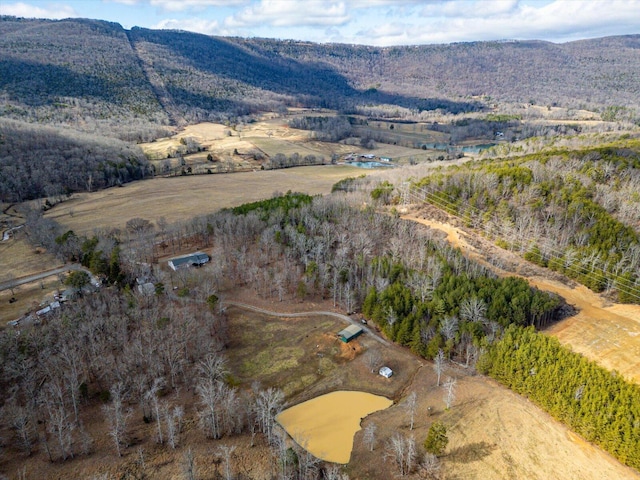 aerial view with a mountain view