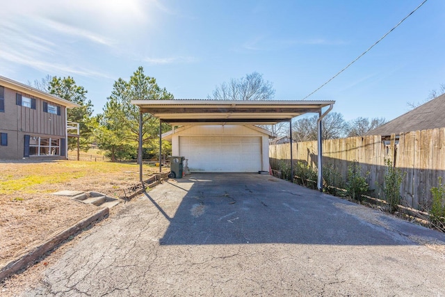 garage with a carport