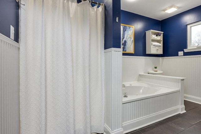 4220 Saint Elmo Ave, Chattanooga, TN 37409 - full bath featuring a wainscoted wall, a bath, and tile patterned floors