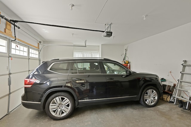 garage with a garage door opener