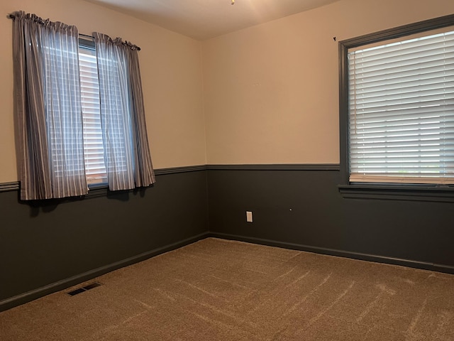 unfurnished room featuring a healthy amount of sunlight and carpet flooring