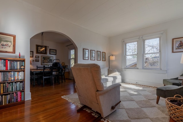 living room with hardwood / wood-style floors