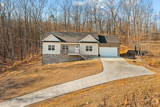 view of front of property featuring a garage