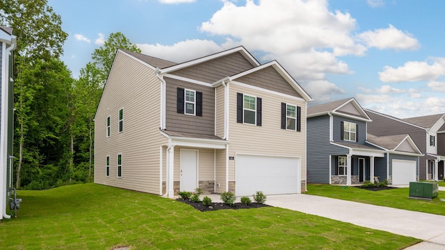 345 Draft St, Rossville, GA 30741 - view of front of house with driveway, a front yard, an attached garage, and stone siding