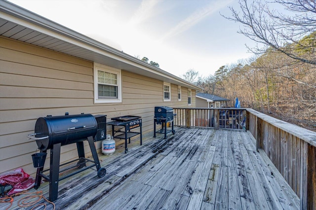 deck featuring area for grilling