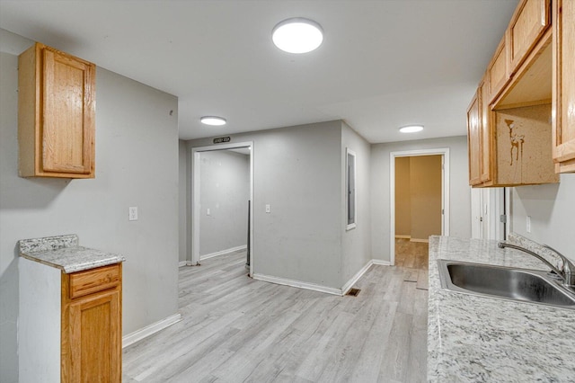 kitchen with sink and light wood-type flooring