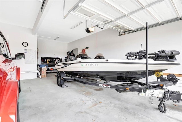 garage with a garage door opener