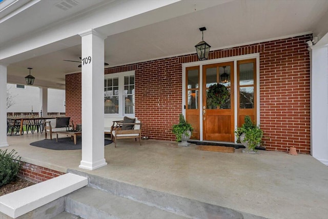 entrance to property with covered porch