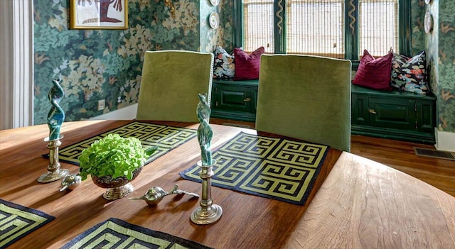 interior space with dark wood-type flooring