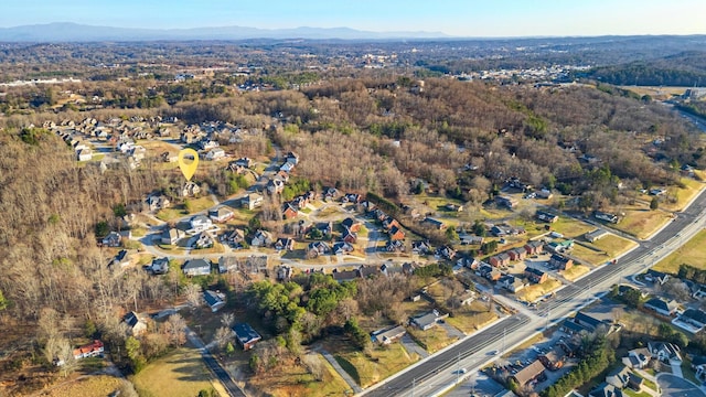 aerial view with a mountain view