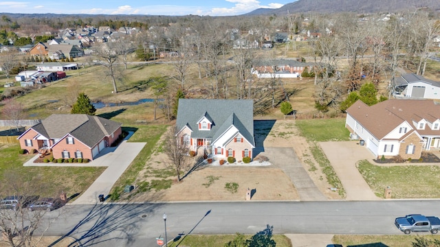 bird's eye view with a mountain view