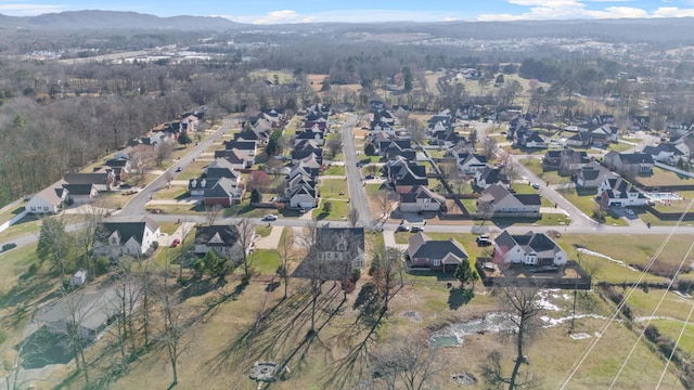 birds eye view of property featuring a mountain view