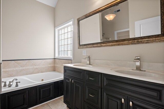 8500 Standifer Gap Rd, Chattanooga, TN 37421 - full bath featuring a tub with jets, visible vents, a sink, and tile patterned floors